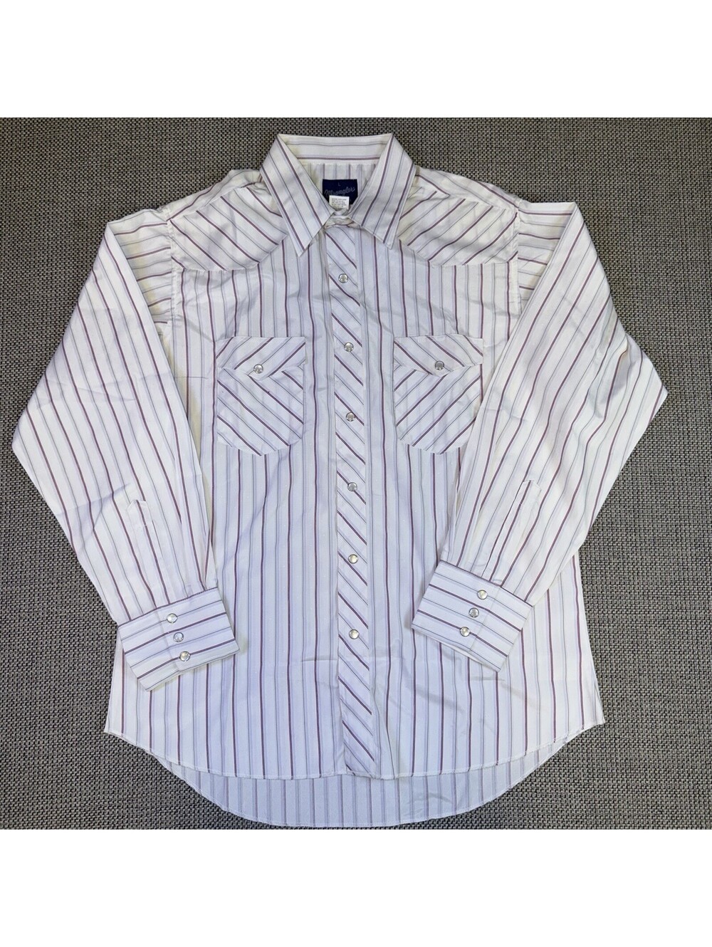 Vintage Y2K Wrangler Western Pearl Snap Shirt Men’s L White Red Stripe Cowboy